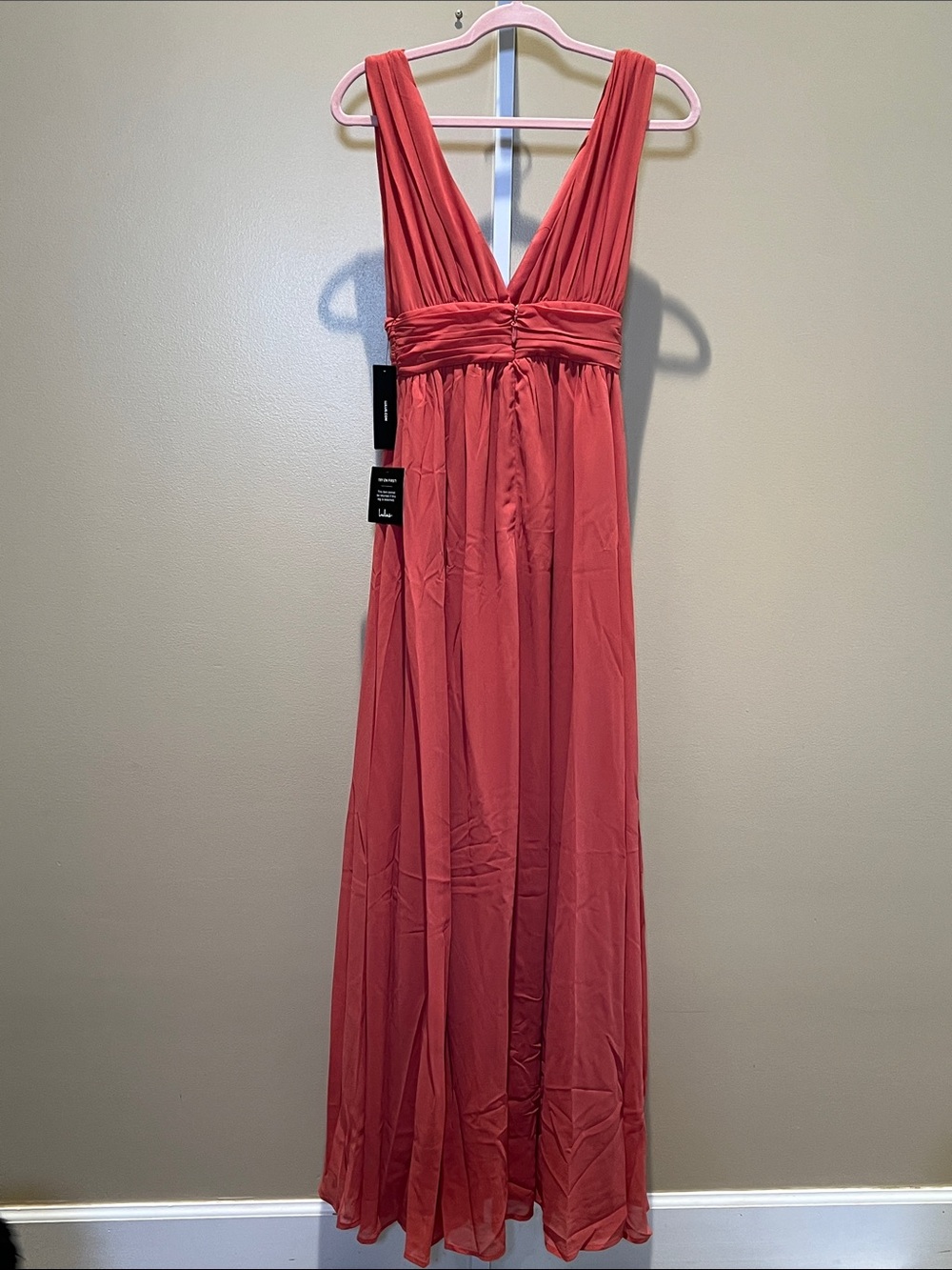 Lulu's Coral V-Neck Maxi Dress - Picture 3 of 3